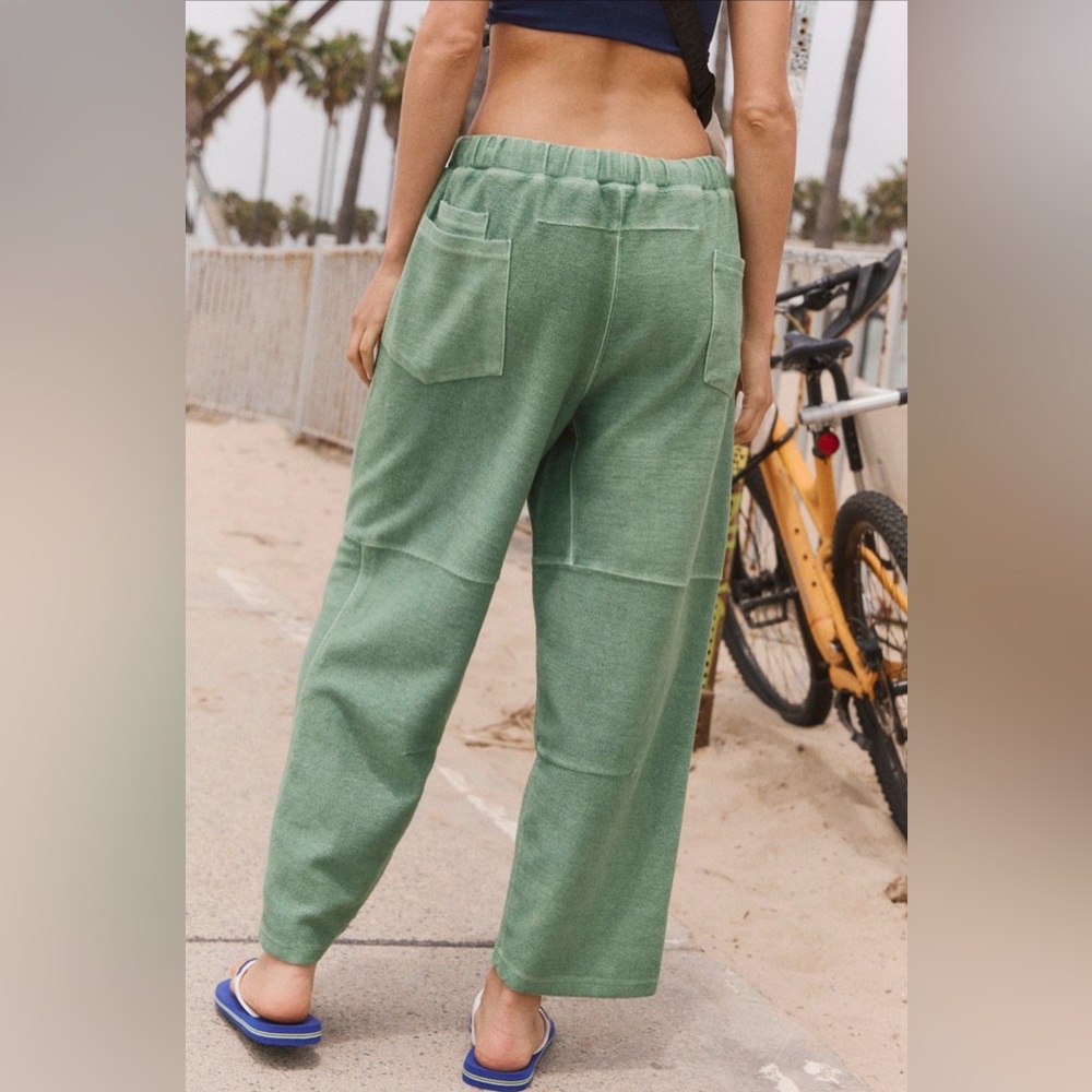Free People Light Green Cropped Wide-Leg Sweatpants - Picture 3 of 8